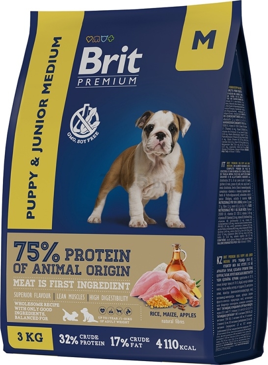 Сухой корм для щенков BRIT Premium Puppy and Junior Medium курица 1 кг (5049912) - Фото 2