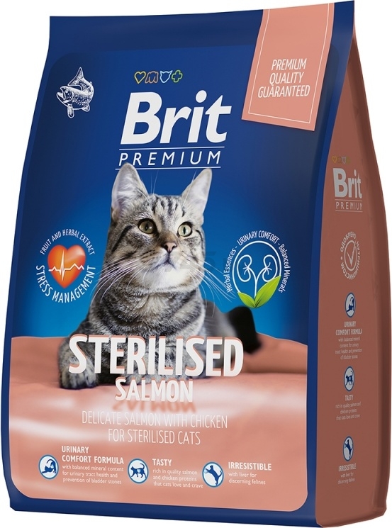 Сухой корм для стерилизованных кошек BRIT Premium Sterilised лосось с курицей 2 кг (5049851) - Фото 3