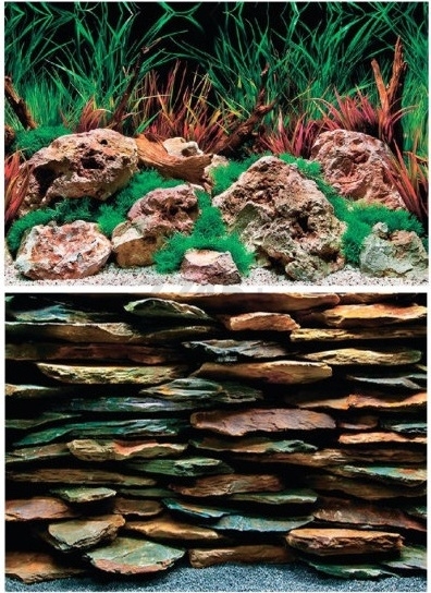 Фон для аквариума BARBUS Двухсторонний Каменная стена/Вода 60x124 см (BACKGROUND 027)