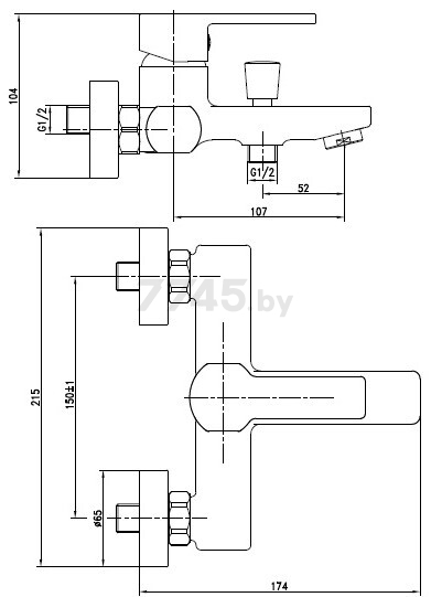 Смеситель для ванны CERSANIT Smart (63048) - Фото 8