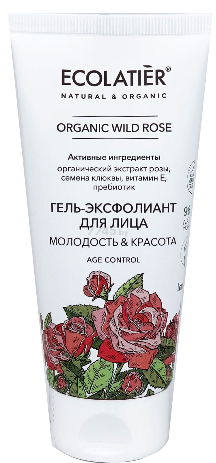 Гель-эксфолиант для умывания ECOLATIER Organic Wild Rose Молодость и красота 100 мл (4620046176154)