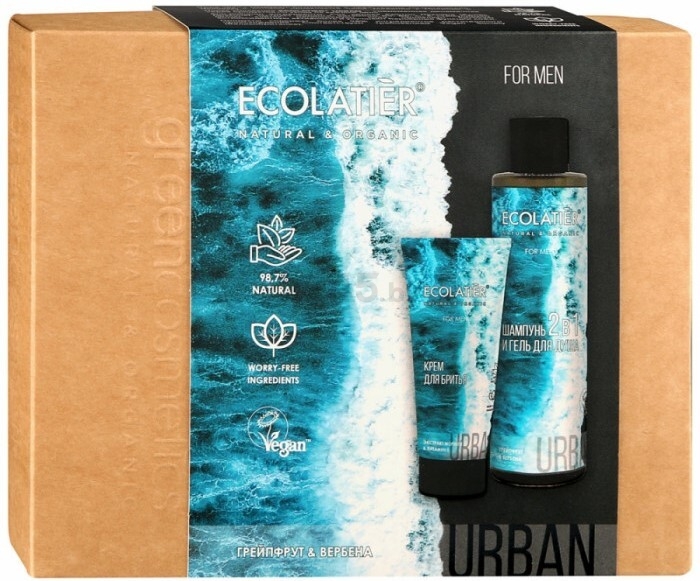 Набор подарочный ECOLATIER Urban Men Care Шампунь 2в1 и гель для душа 200 мл и Крем для бритья 100 мл (4620046174822)