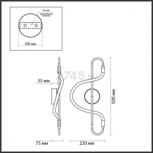 Бра настенное ODEON LIGHT 4303/12WL Hightech ODL22 127 черный/античная бронза - Фото 5