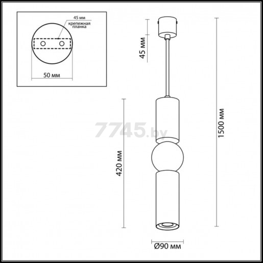 Светильник подвесной ODEON LIGHT 4074/5L L-Vision ODL19 250 черный/золото - Фото 2