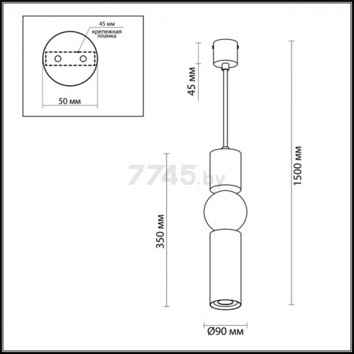 Светильник подвесной ODEON LIGHT 4070/5L L-Vision ODL19 250 серый/хром - Фото 2