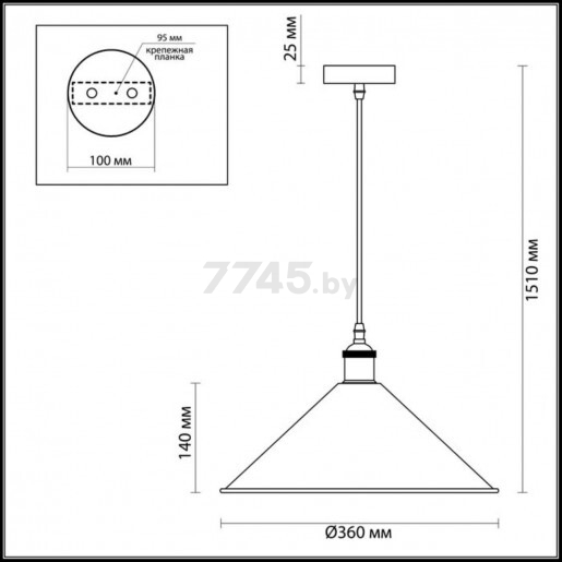 Светильник подвесной ODEON LIGHT 3364/1 Pendant ODL17 311 черный/бронзовый - Фото 2