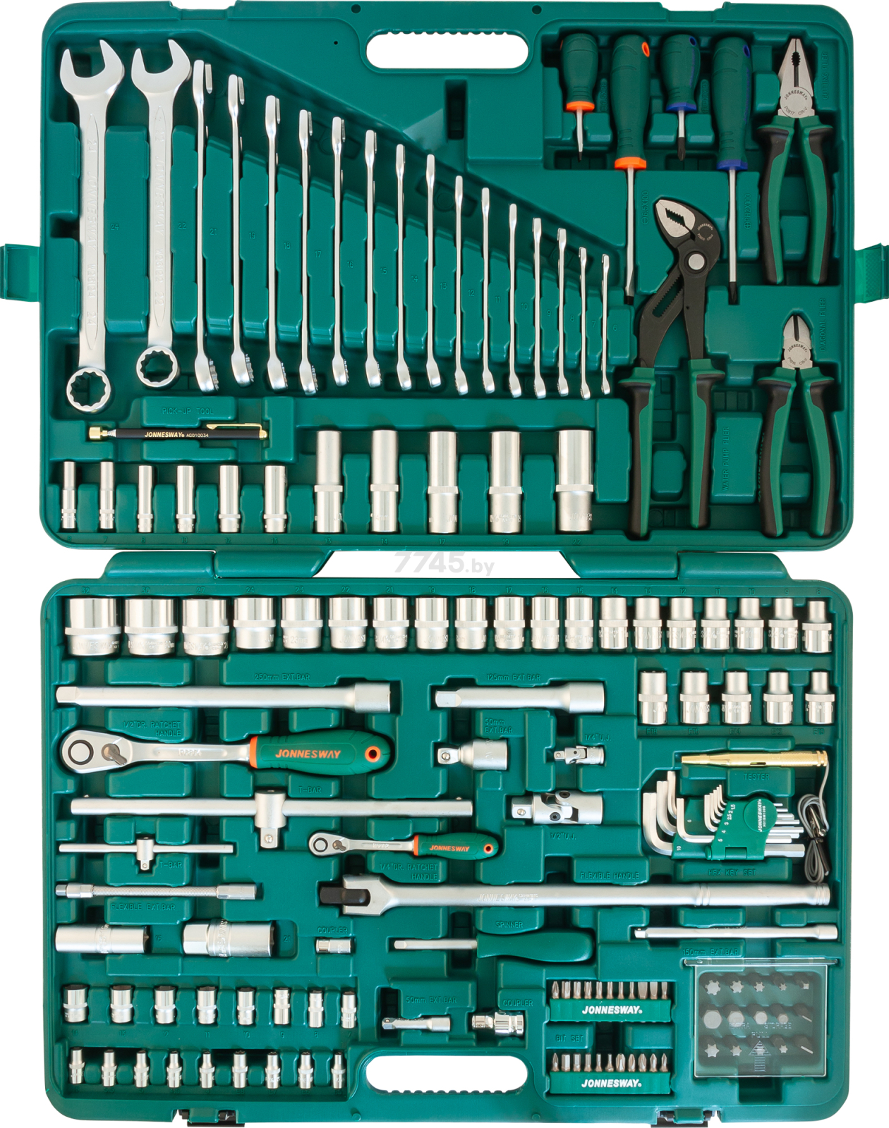 Набор инструментов 1/4", 1/2" 6 граней 142 предмета JONNESWAY (S04H524142S) - Фото 2