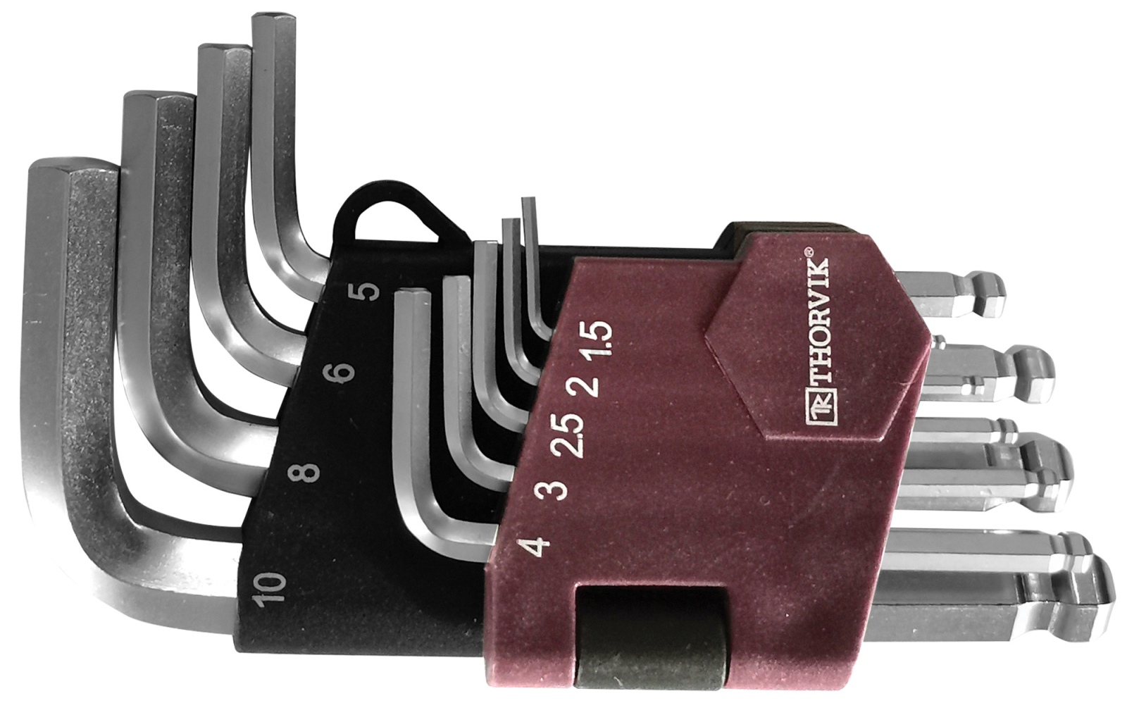 Набор ключей шестигранных 1,5-10 мм коротких с шаром 9 предметов THORVIK (HKSB9S)