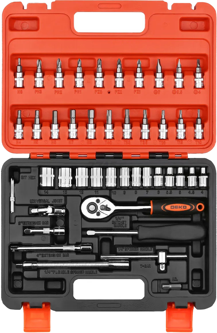 Набор инструментов 1/4" 6 граней 46 предметов DEKO DKMT46 (065-0729) - Фото 2