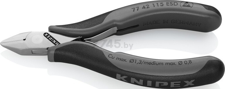 Бокорезы для электроники 115 мм KNIPEX ESD (7742115ESD) - Фото 3