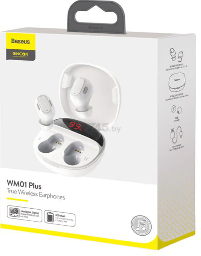 Наушники-гарнитура беспроводные TWS BASEUS Encok WM01 Plus White (NGWM01P-02) - Фото 8