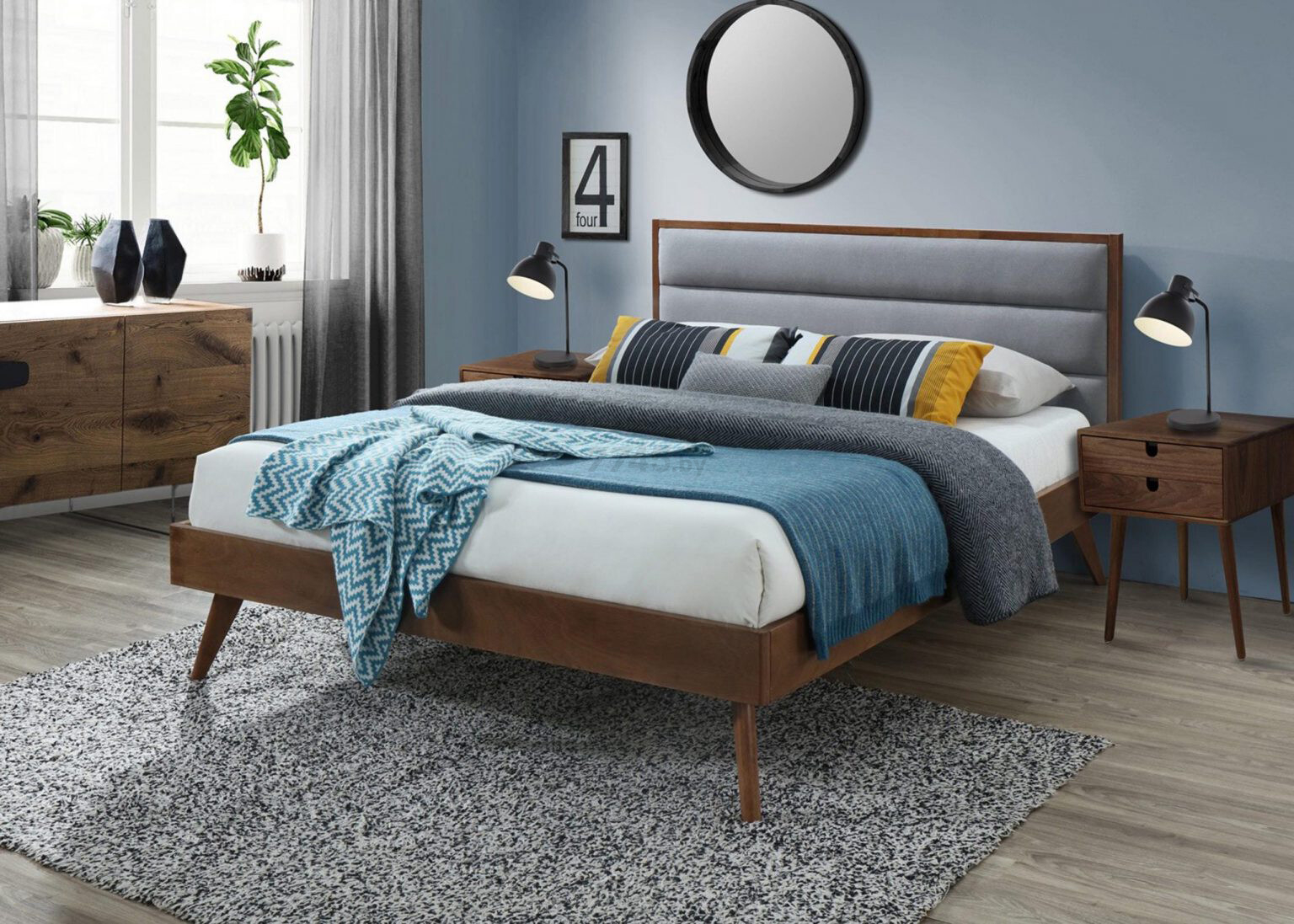 Кровать двуспальная HALMAR Orlando серый/орех 160х200 см (V-CH-ORLANDO-LOZ)