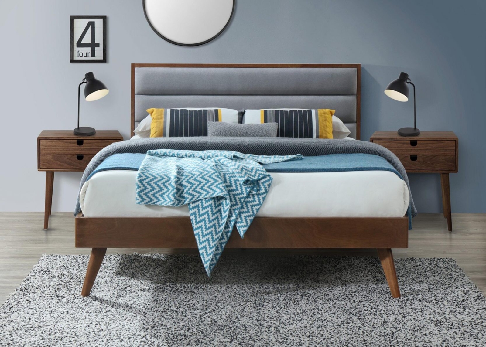 Кровать двуспальная HALMAR Orlando серый/орех 160х200 см (V-CH-ORLANDO-LOZ) - Фото 2