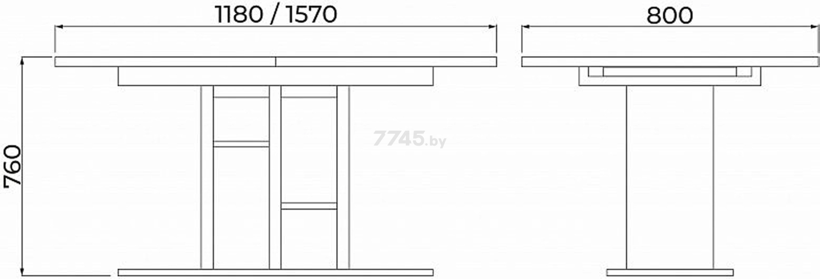 Стол кухонный ЭЛИГАРД Best раздвижной белый структурный/дуб натуральный 118-157х80х76 см (87700) - Фото 8