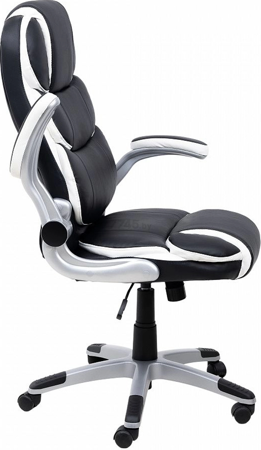 Кресло компьютерное AKSHOME Antony Eco черный с белыми вставками (86376) - Фото 4