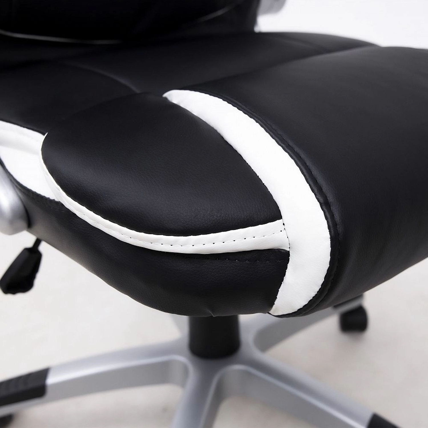 Кресло компьютерное AKSHOME Antony Eco черный с белыми вставками (86376) - Фото 10