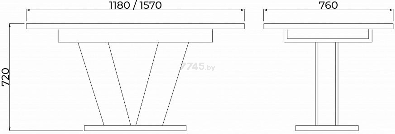 Стол кухонный ЭЛИГАРД Kai раздвижной белый структурный 118-157х72х76 см (87702) - Фото 4