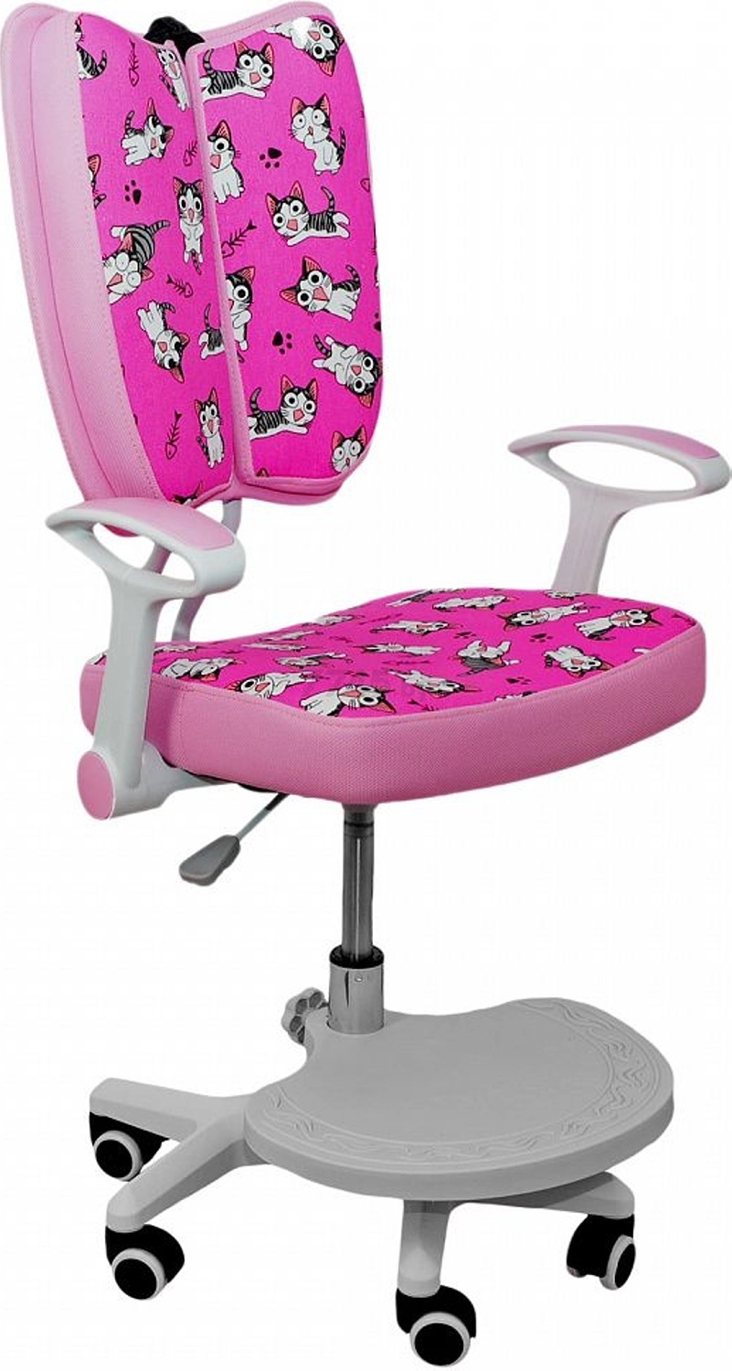 Кресло компьютерное AKSHOME Pegas ткань розовый с котятами (75262)
