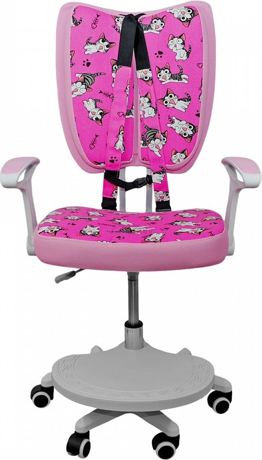 Кресло компьютерное AKSHOME Pegas ткань розовый с котятами (75262) - Фото 3