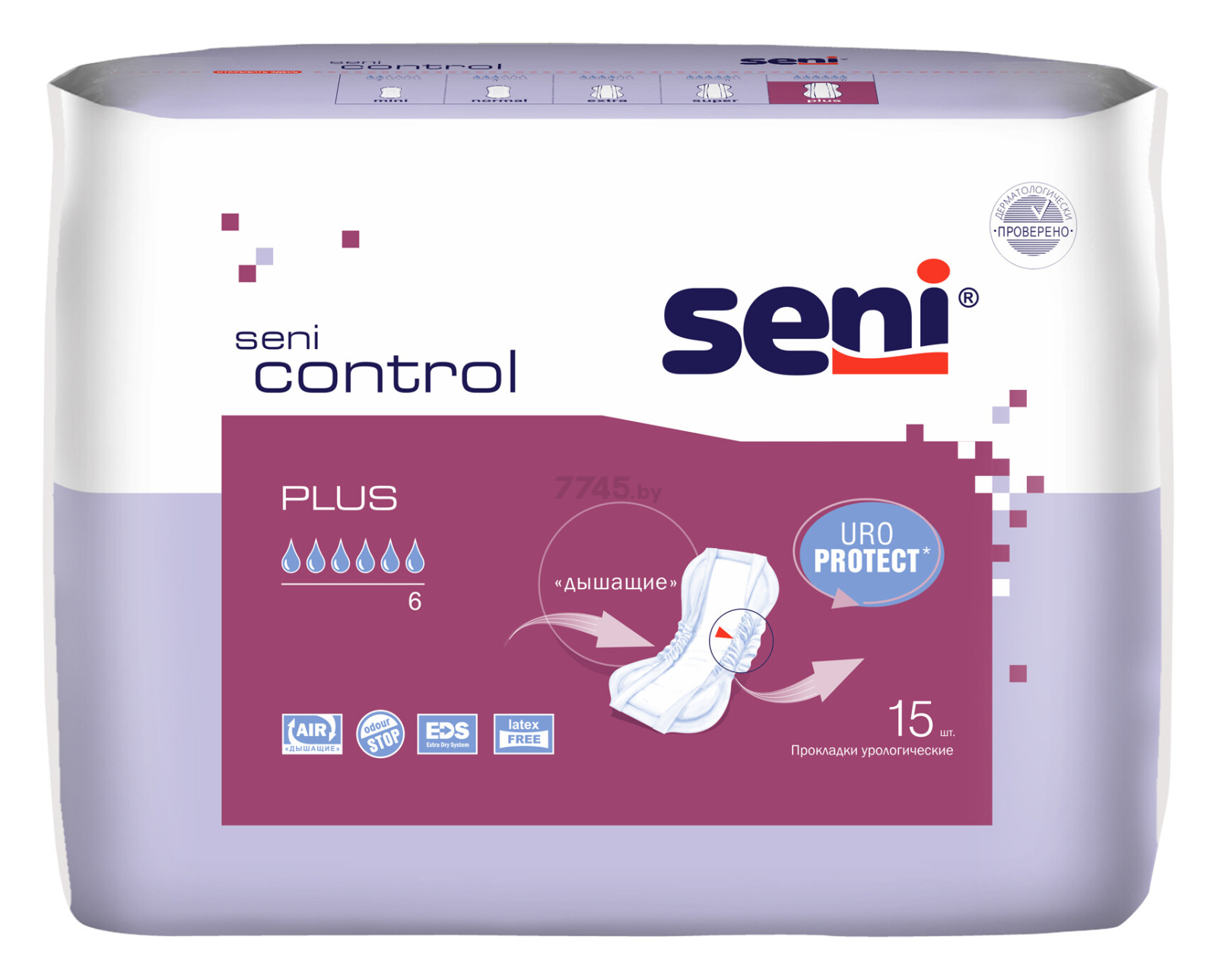 Прокладки урологические SENI Control Plus 15 штук (SE-095-PL15-RU7)