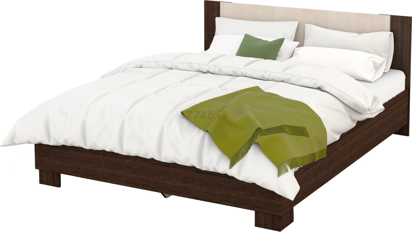 Кровать двуспальная ИМПЕРИАЛ Аврора 160 с основанием ЛДСП венге/дуб молочный 160х200 см
