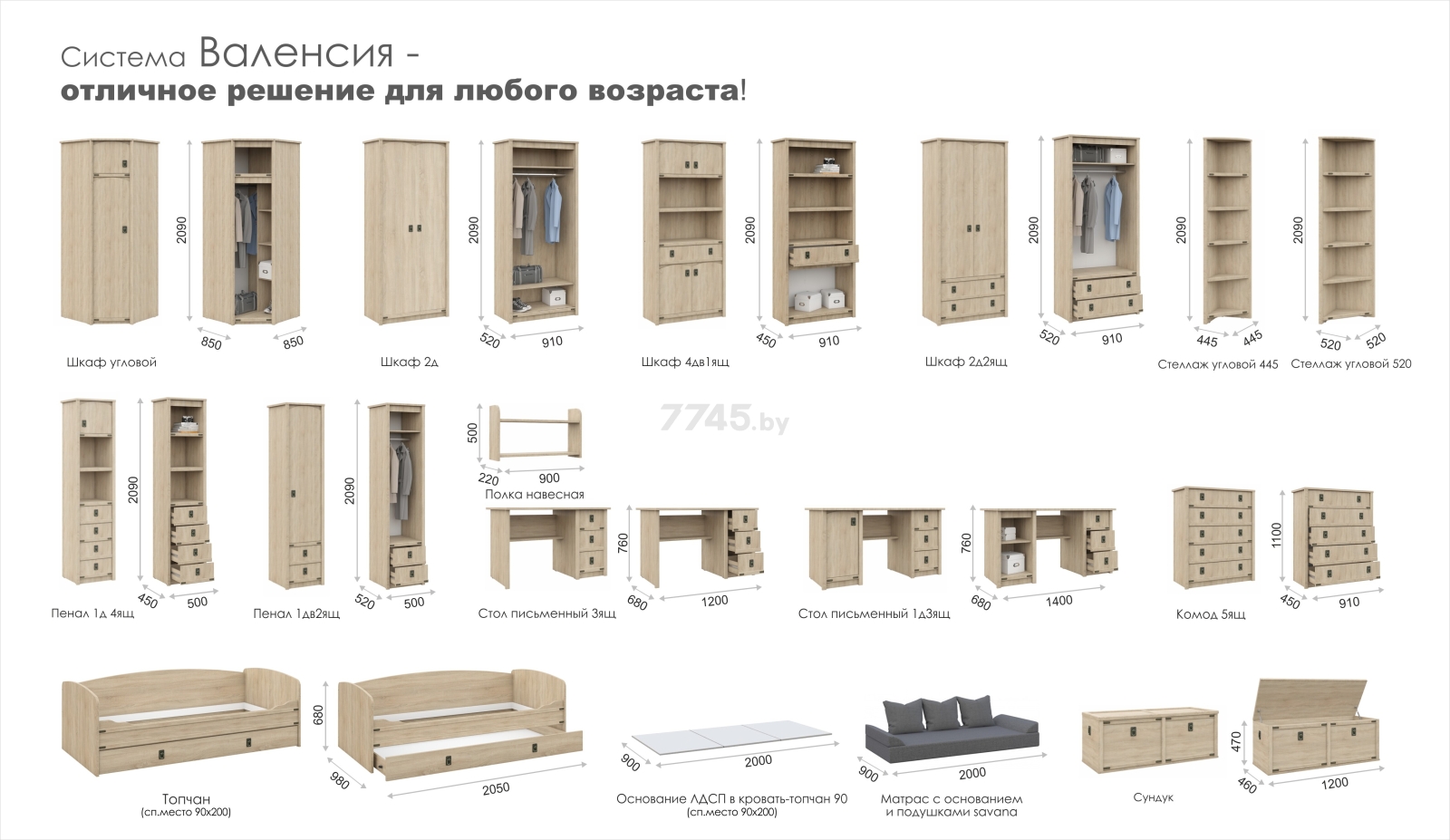 Стол письменный ИМПЕРИАЛ Валенсия 1д3ящ дуб сонома 140х68х76 см - Фото 3