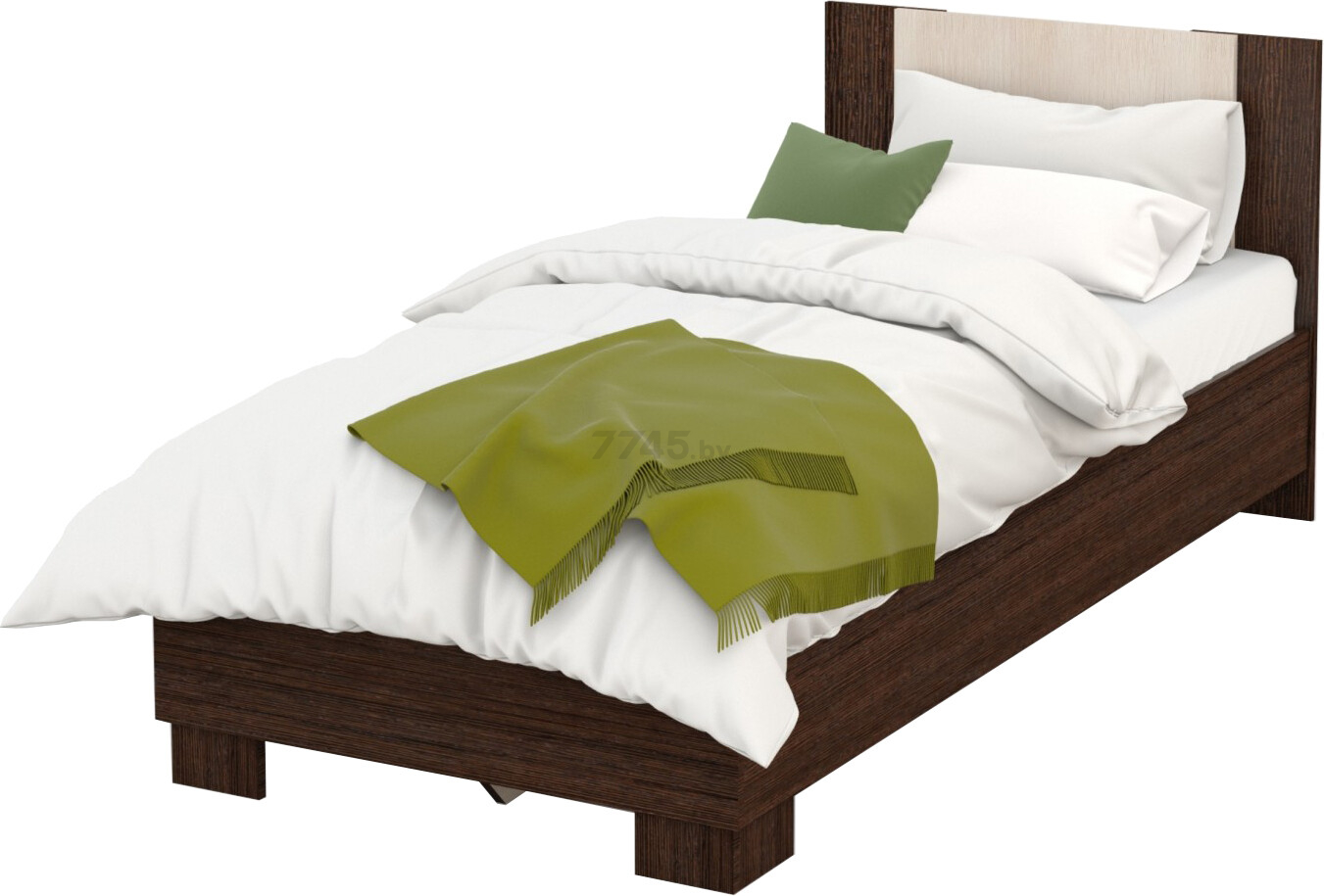 Кровать односпальная ИМПЕРИАЛ Аврора 90 с основанием ЛДСП венге/дуб молочный 90х200 см