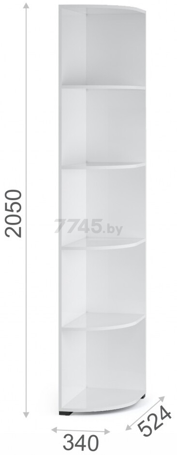 Стеллаж ИМПЕРИАЛ Йорк угловой белый жемчуг 34х52,4х205 см - Фото 2