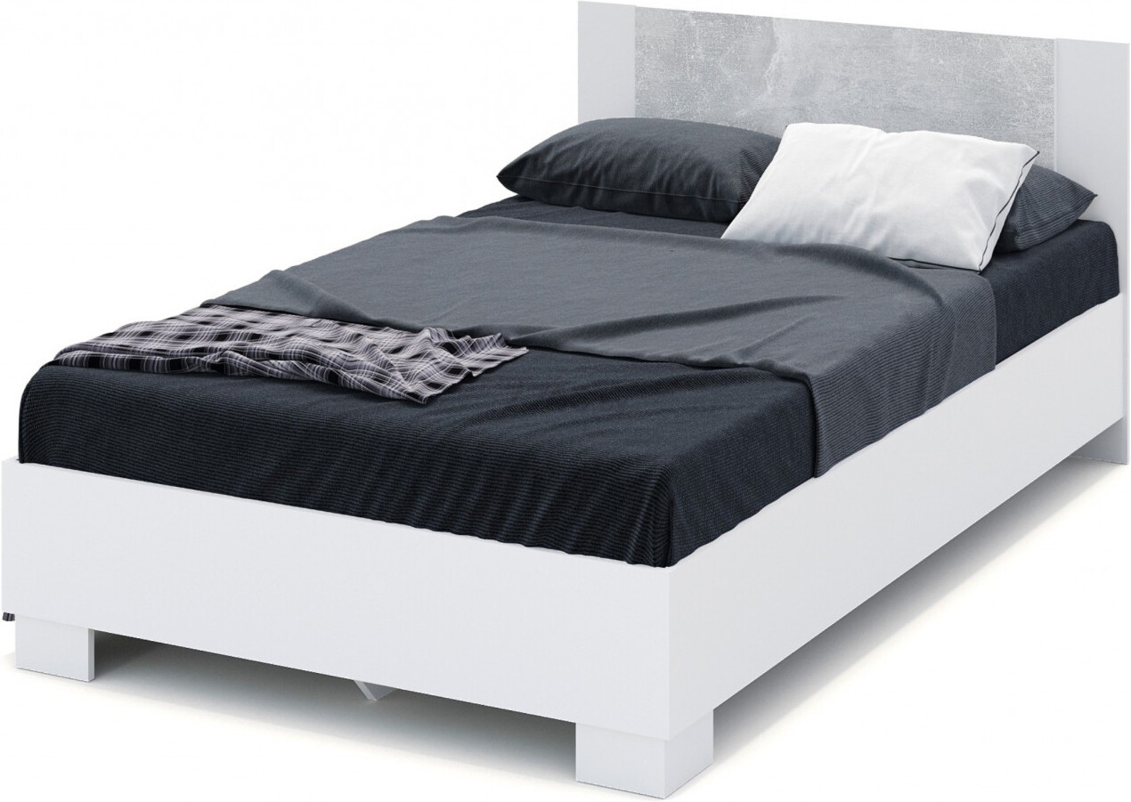 Кровать полуторная ИМПЕРИАЛ Аврора 120 с основанием ЛДСП белый/ателье светлый 120х200 см
