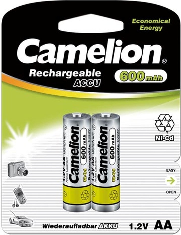 Аккумулятор АА Ni-Cd CAMELION Rechargeable 1,2 В 600 mAh 2 штуки