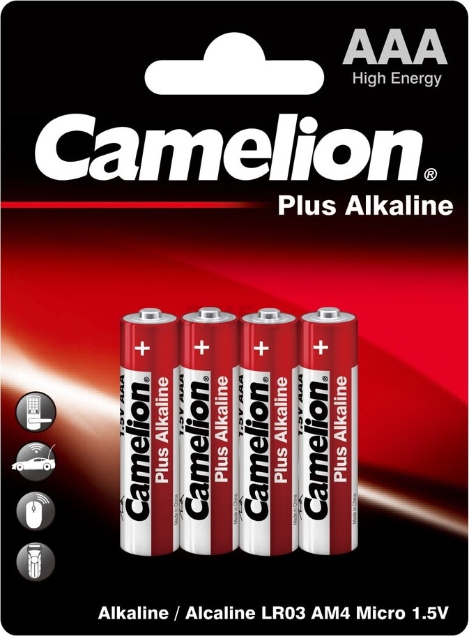 Батарейка AAA CAMELION Micro 1,5 V алкалиновая 4 штуки