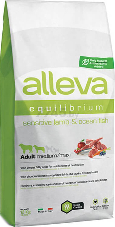 Сухой корм для собак ALLEVA Equilibrium Sensitive Adult Medium & Maxi ягненок и рыба 12 кг (P6012)