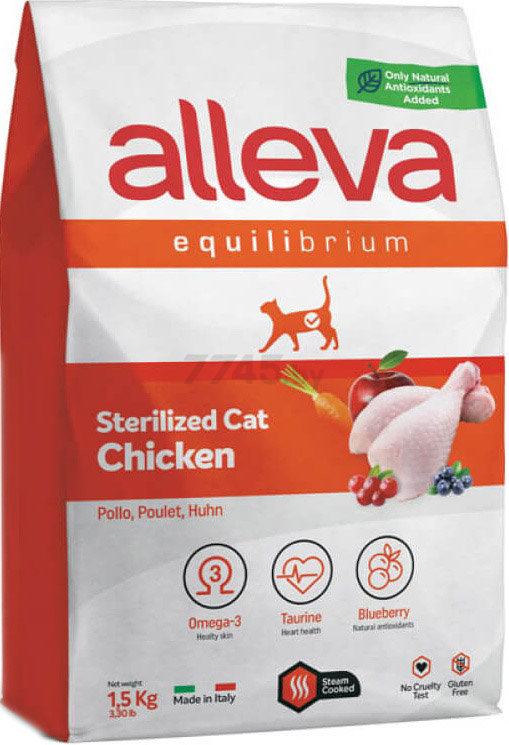 Сухой корм для стерилизованных кошек ALLEVA Equilibrium Sterilized курица 1,5 кг (P61064)