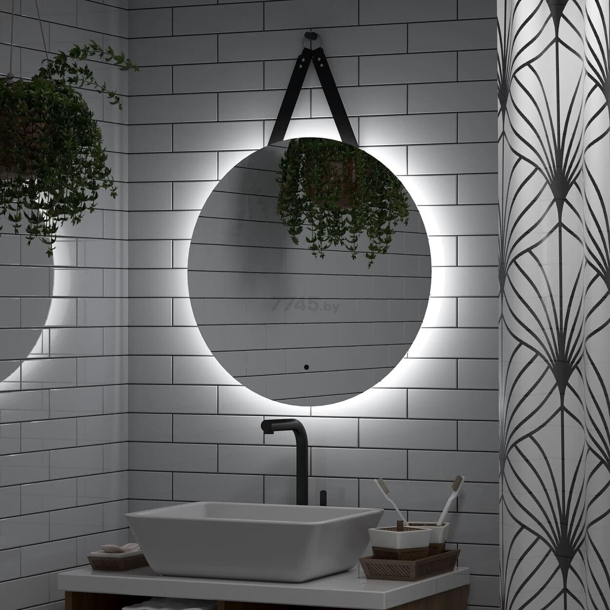 Зеркало для ванной с подсветкой КОНТИНЕНТ Best Black LED D645 ореольная теплая подсветка (ЗЛП1229) - Фото 9