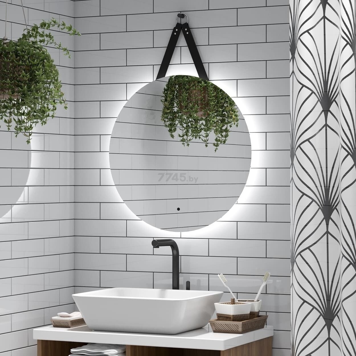 Зеркало для ванной с подсветкой КОНТИНЕНТ Best Black LED D645 ореольная теплая подсветка (ЗЛП1229) - Фото 8