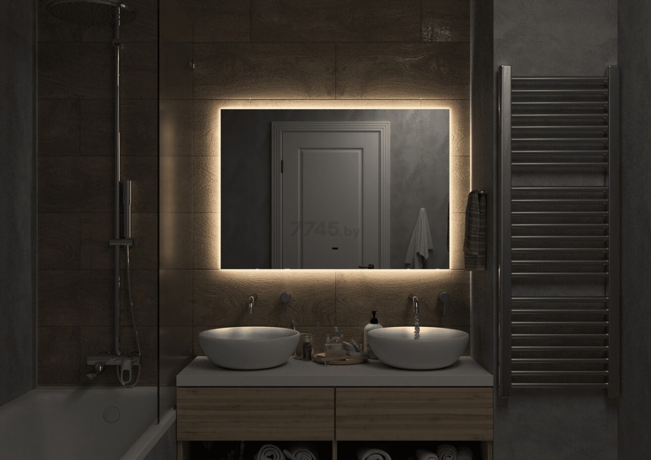 Зеркало для ванной с подсветкой КОНТИНЕНТ Trezhe LED 500х700 ореольная холодная подсветка (ЗЛП608) - Фото 8