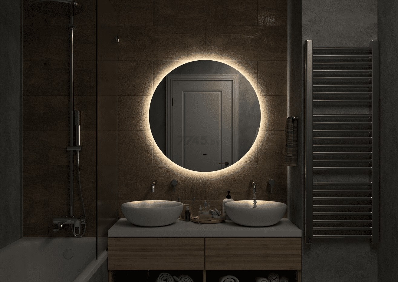 Зеркало для ванной с подсветкой КОНТИНЕНТ Ajour LED D550 ореольная холодная подсветка (ЗЛП528) - Фото 8