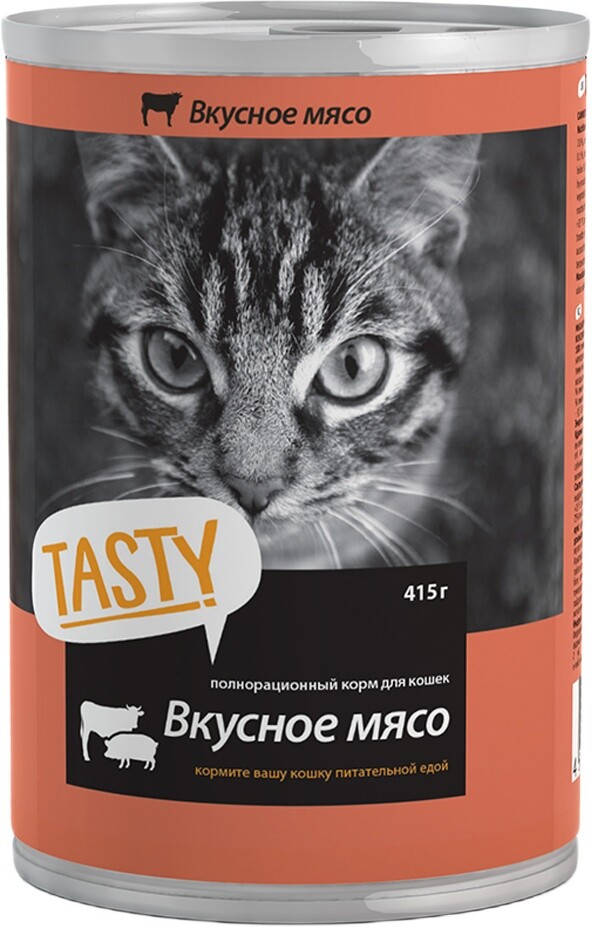 Влажный корм для кошек TASTY мясное ассорти в соусе консервы 415 г (4607004708015)