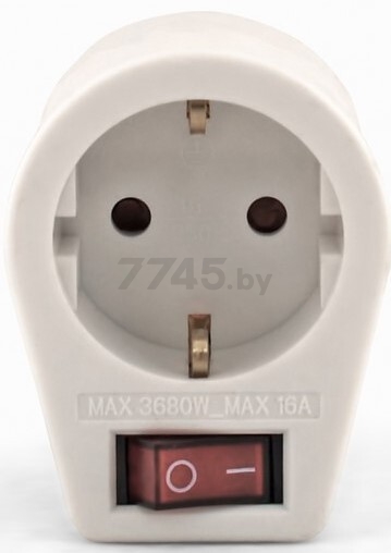 Переходник для розетки ELECTRALINE с выключателем белый (55073)