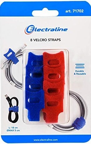 Хомут-стяжка кабельный текстильный 190 мм ELECTRALINE 8 штук красный, синий (71702)