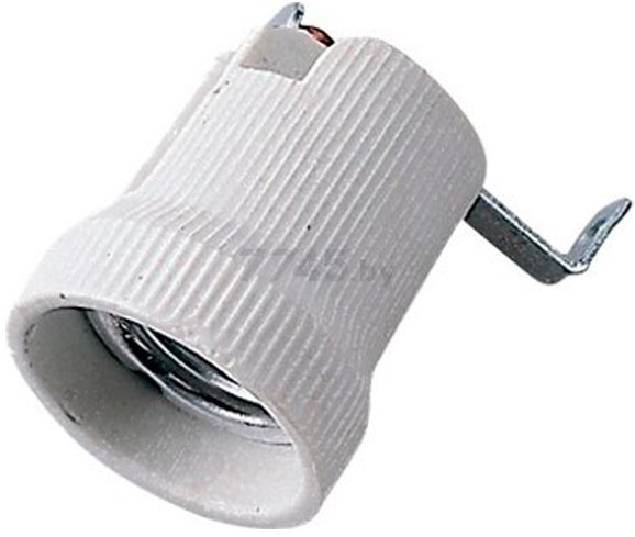 Патрон для лампочки Е27 керамический с держателем 4А 250В ELECTRALINE белый (71140)