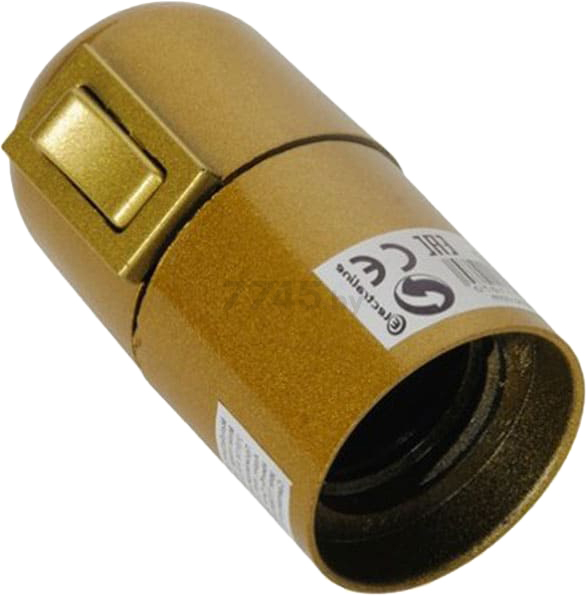 Патрон для лампочки Е27 с выключателем подвесной ELECTRALINE золотой (71107)