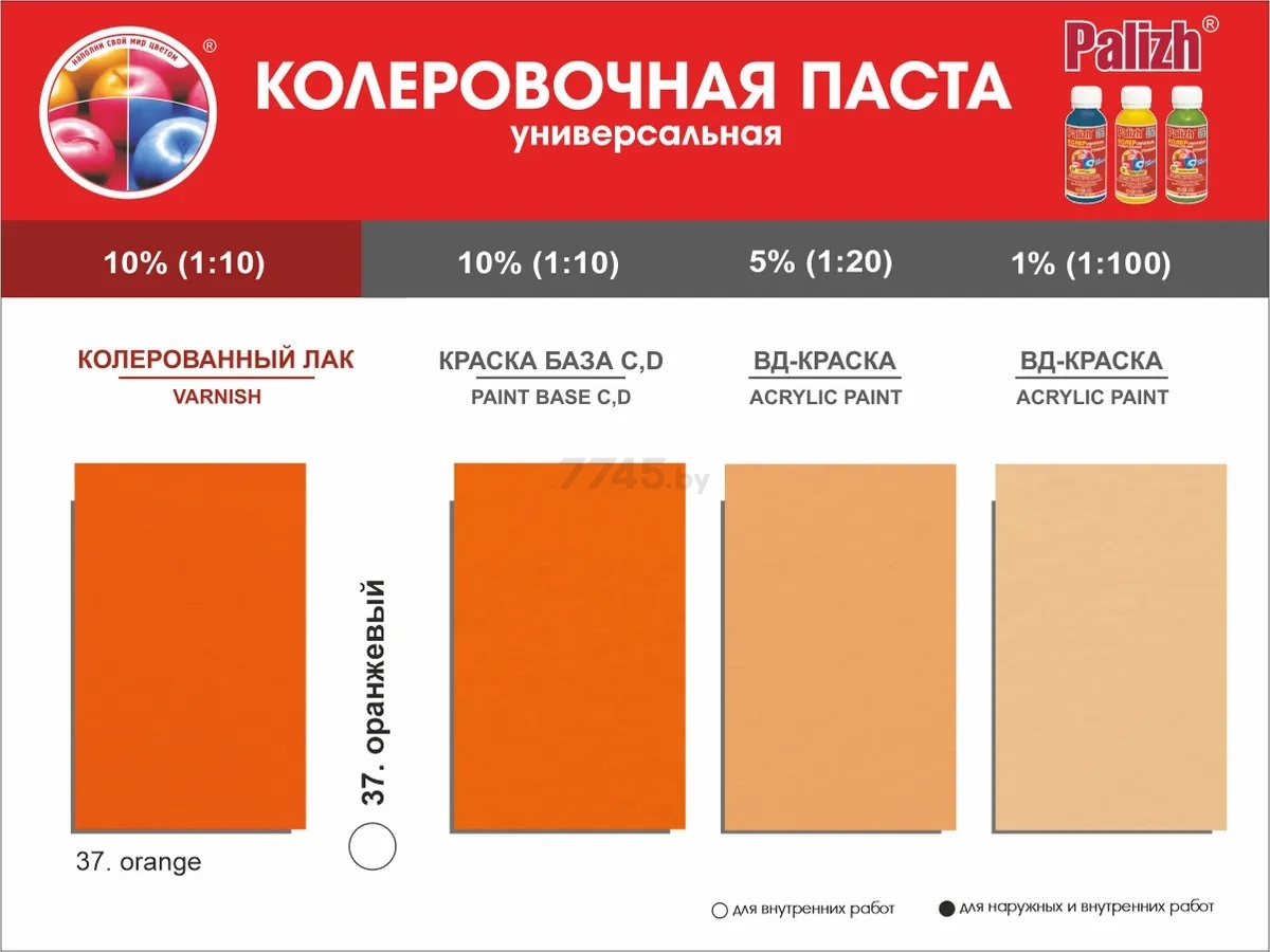 Колер PALIZH Universal Standart N 37 оранжевый 140 г (ST-37-140) - Фото 5