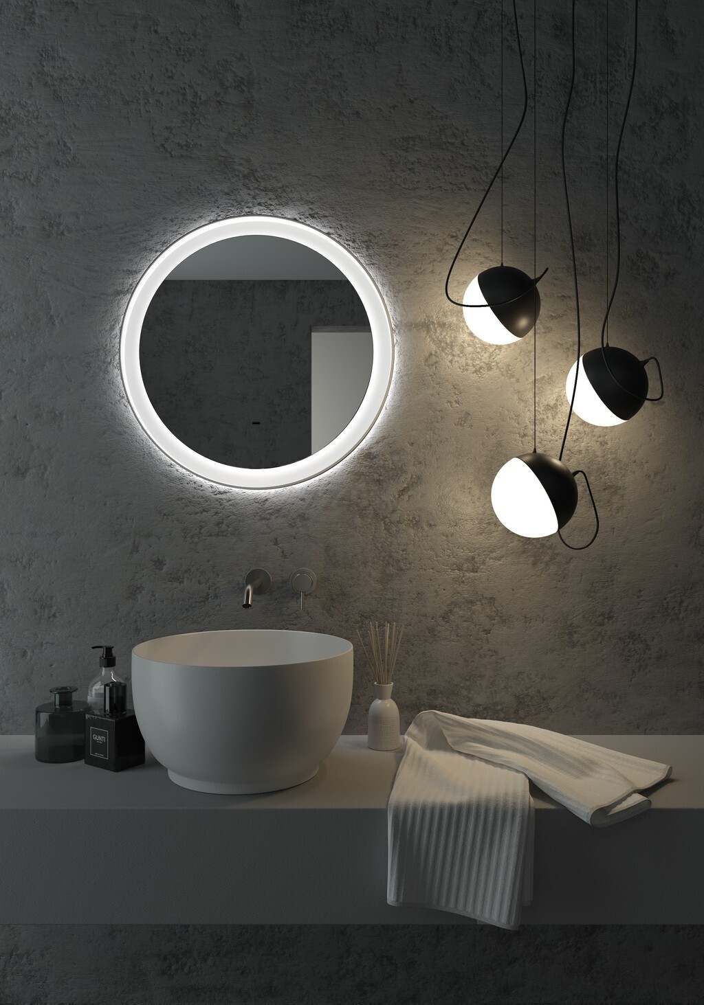 Зеркало для ванной с подсветкой КОНТИНЕНТ Planet White LED D600 ореольная теплая подсветка (ЗЛП1269) - Фото 8