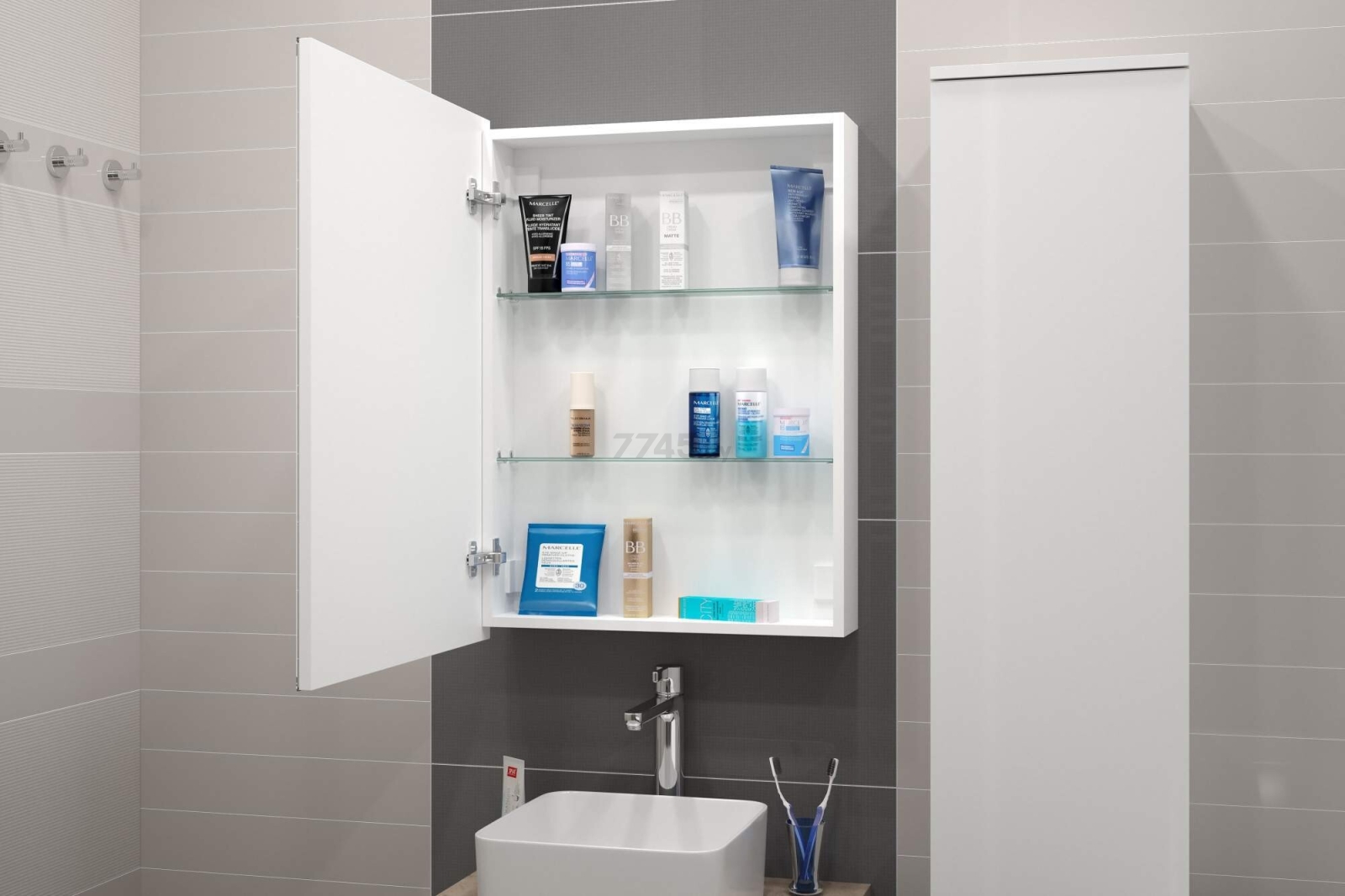 Шкаф с зеркалом для ванной КОНТИНЕНТ Allure LED 60 левый (МВК004) - Фото 5