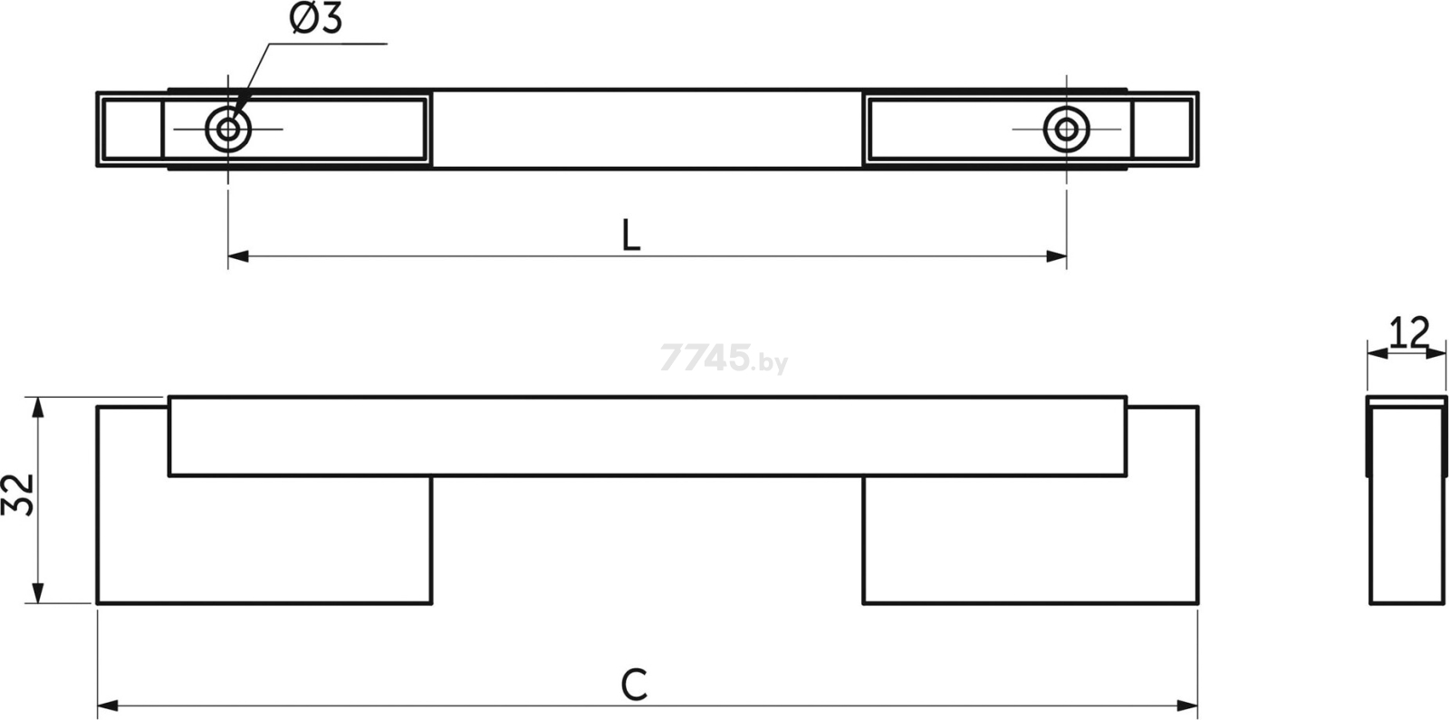 Ручка мебельная скоба AKS Ф412.013 черный матовый (44879) - Фото 2