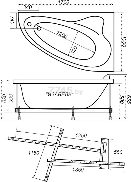 Ванна гидромассажная TRITON Изабель Экстра 170x100 левосторонняя Люкс (Щ000001054) - Фото 5