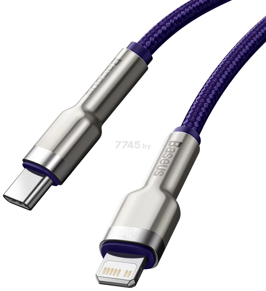Кабель BASEUS CATLJK-A05 Cafule Series Metal Data Cable Type-C to Lightning 20W 1m Purple - Фото 3