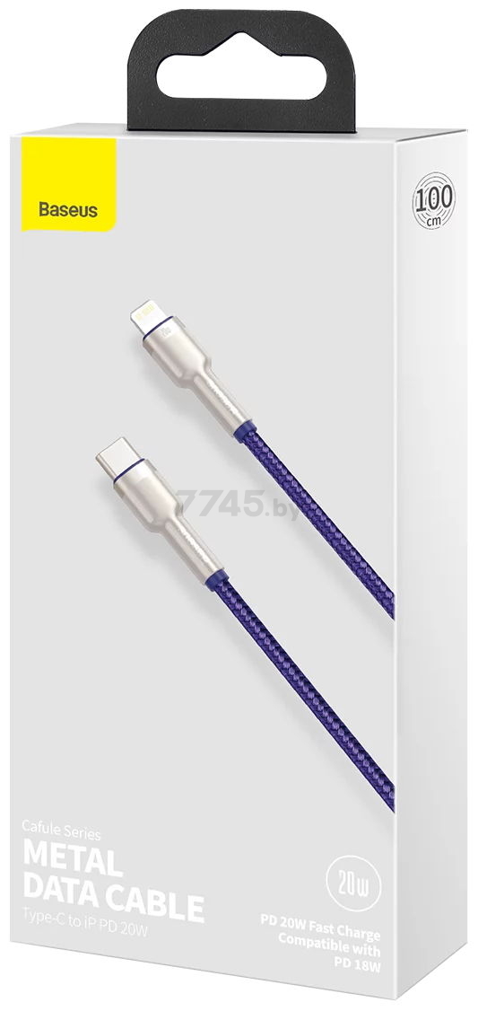 Кабель BASEUS CATLJK-A05 Cafule Series Metal Data Cable Type-C to Lightning 20W 1m Purple - Фото 7