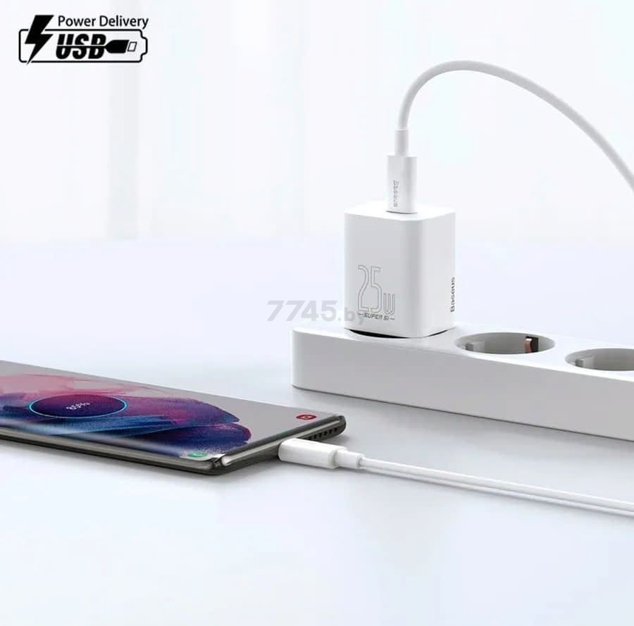 Сетевое зарядное устройство BASEUS Super Si Quick Charger White (CCSP020102) - Фото 8